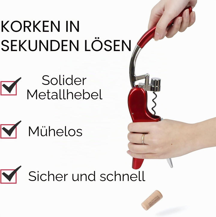 Best Utensils Profi-Flaschenöffner, Zinklegierung, mit Hebel, Korkenzieher, mit Folienschneider, Kel