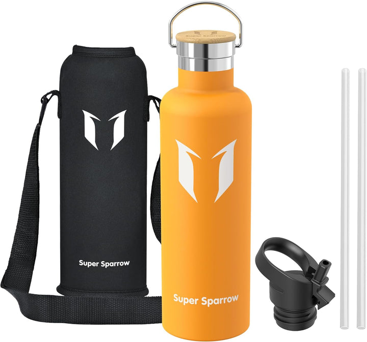 Super Sparrow Trinkflasche Edelstahl - 500ml/750ml/1L - Auslaufsicher Thermoskanne, BPA-Frei Wasserf