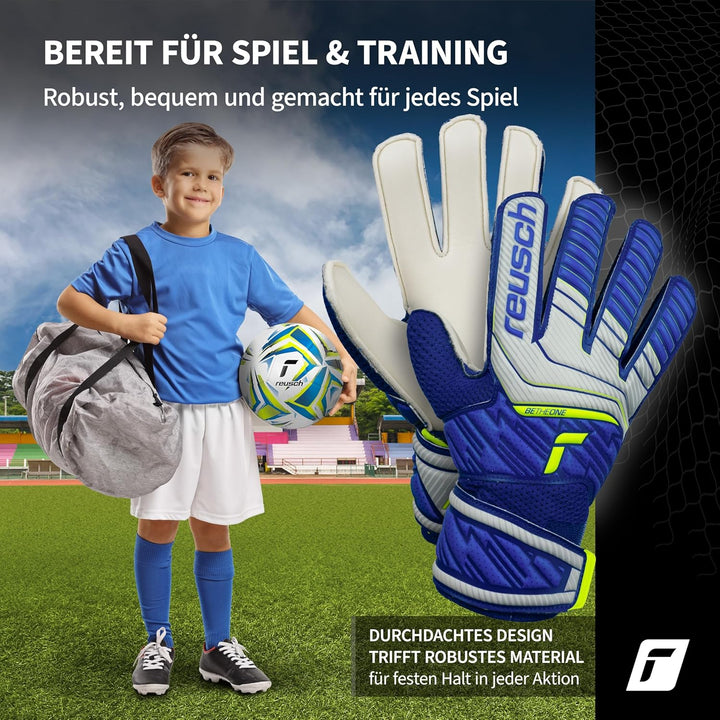 Reusch Jungen Attrakt Junior Unisex Torwarthandschuhe mit Aussennaht Schnitt und Solid Belag, Geeign