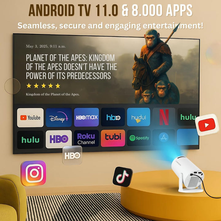 [2025 Neues Modell – inkl. HDMI-Kabel] LIMOFF Hy300Pro+ Mini Beamer – 1080P Full HD Smart Projektor