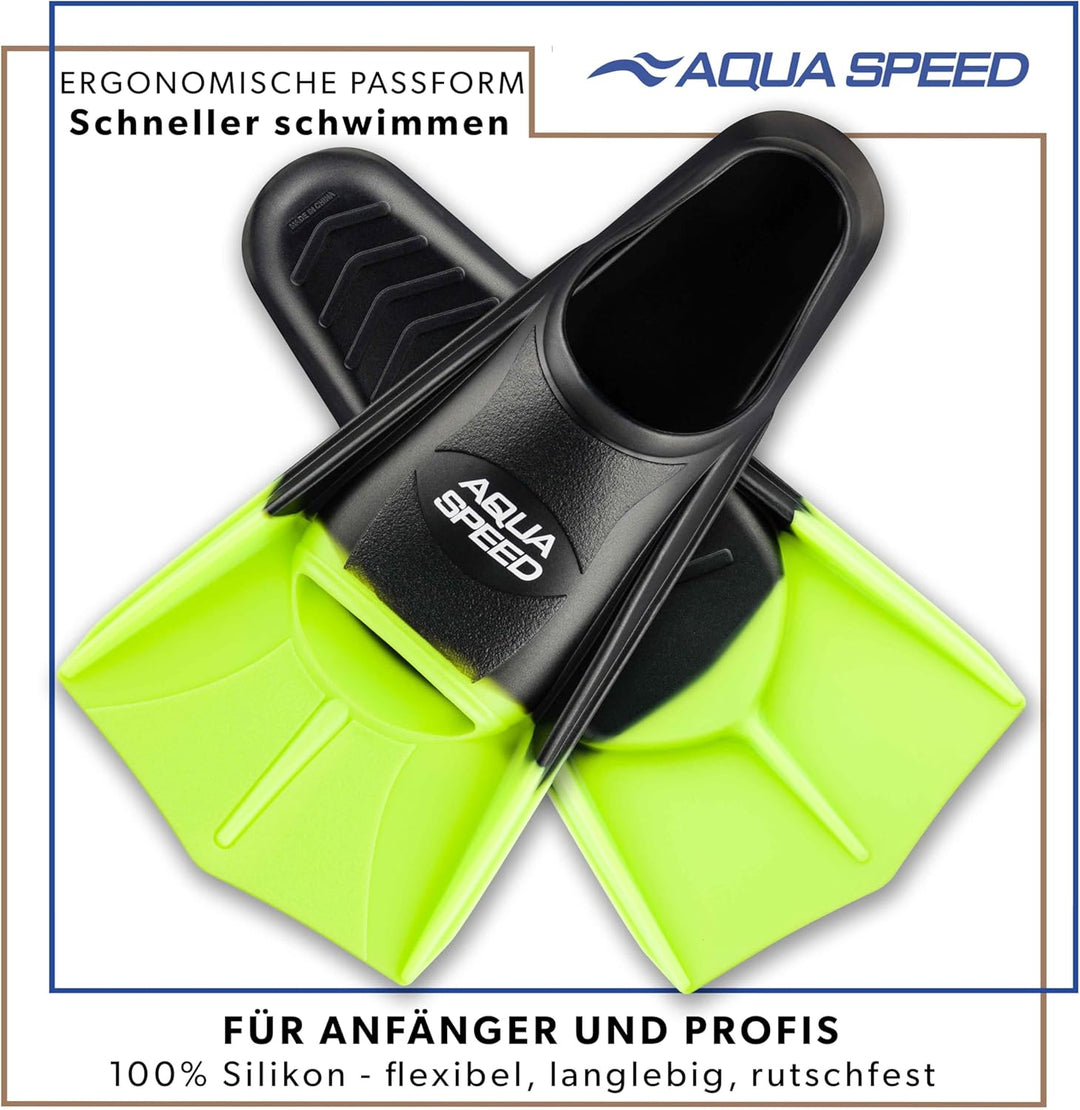 Aqua Speed Kurze Schwimmflossen für Erwachsene und Kinder I HIGH TECH | weiche Trainingsflossen I le