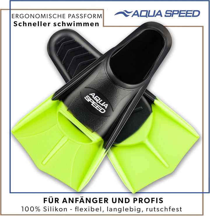 Aqua Speed Kurze Schwimmflossen für Erwachsene und Kinder I HIGH TECH | weiche Trainingsflossen I le