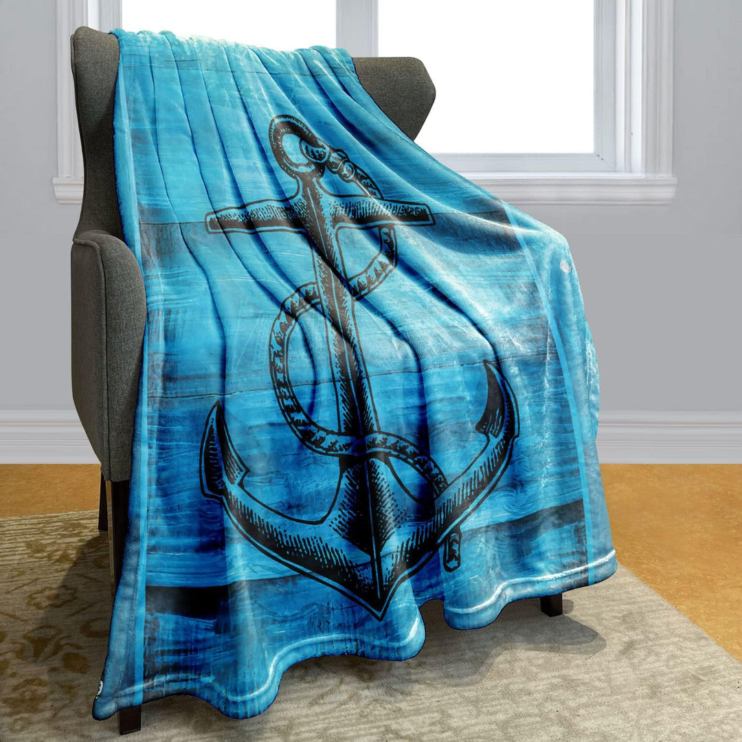Zomer Kuscheldecke Anker Blau Flauschige Decke Mikrofaser Fleecedecke Weiche & Warme Sofadecke/Couch