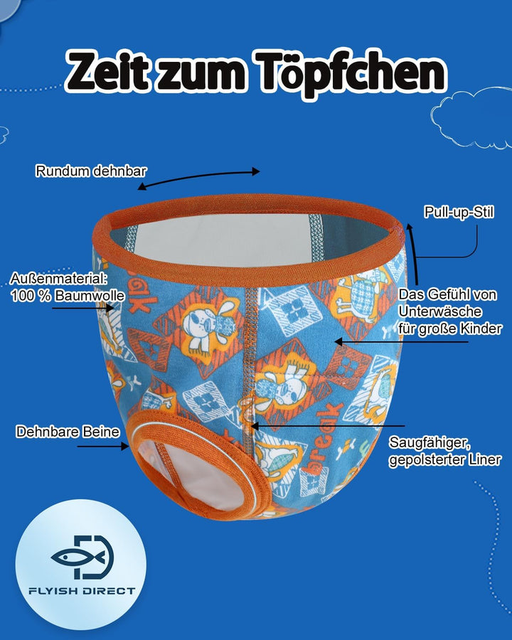 FLYISH DIRECT Töpfchen Trainingshose, 6er Kinder Töpfchentraining Unterwäsche für Jungen und Mädchen