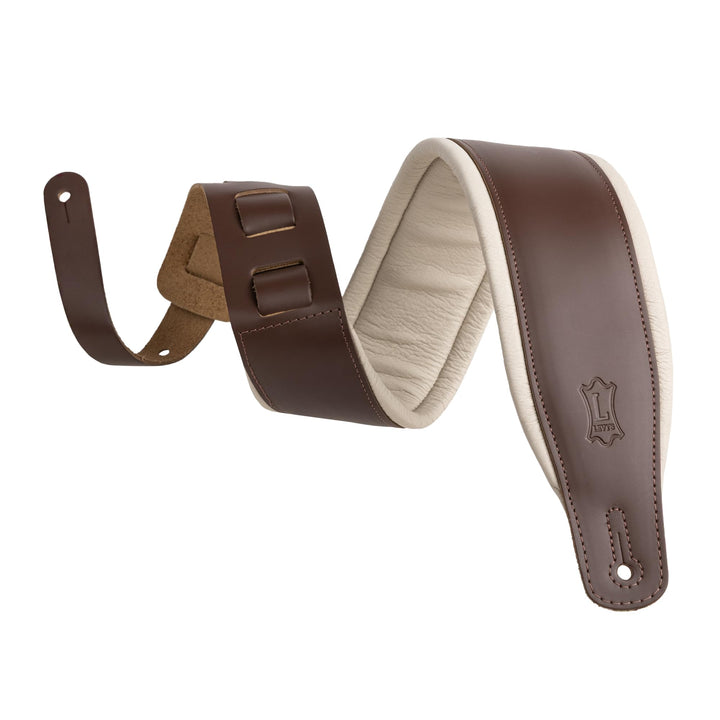 Levy's M26PD-BRN_CRM Gitarrengurt Top Grain Leather 3" - Bark Brown on Cream