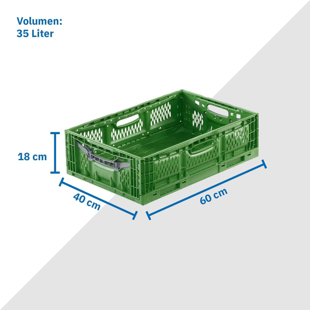 DIE BOX FABRIK Gemüse/Obstkiste klappbar 600x400x180 mm | Klappbox durchbrochen | Stapelbox für Obst