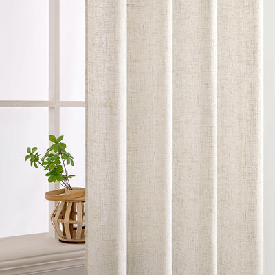 MIULEE Gardinen Vorhänge schlaufenschal Voile Vorhang Modern Leinenoptik Halbtransparent für Wohnzim