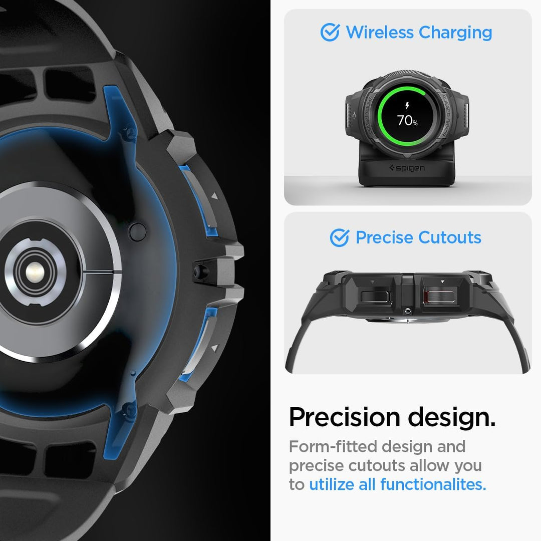 Spigen Rugged Armor Pro Hülle mit Armband Kompatibel mit Samsung Galaxy Watch 6 Classic 47mm 2023 -