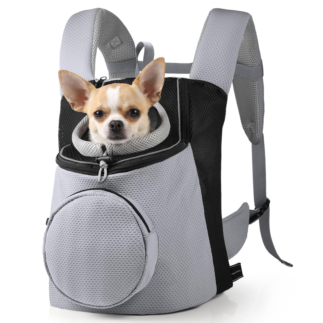 BONTHEE Hundetrage-Rucksack für kleine Hunde & Welpen – atmungsaktiver Frontrucksack mit PE-Boden un