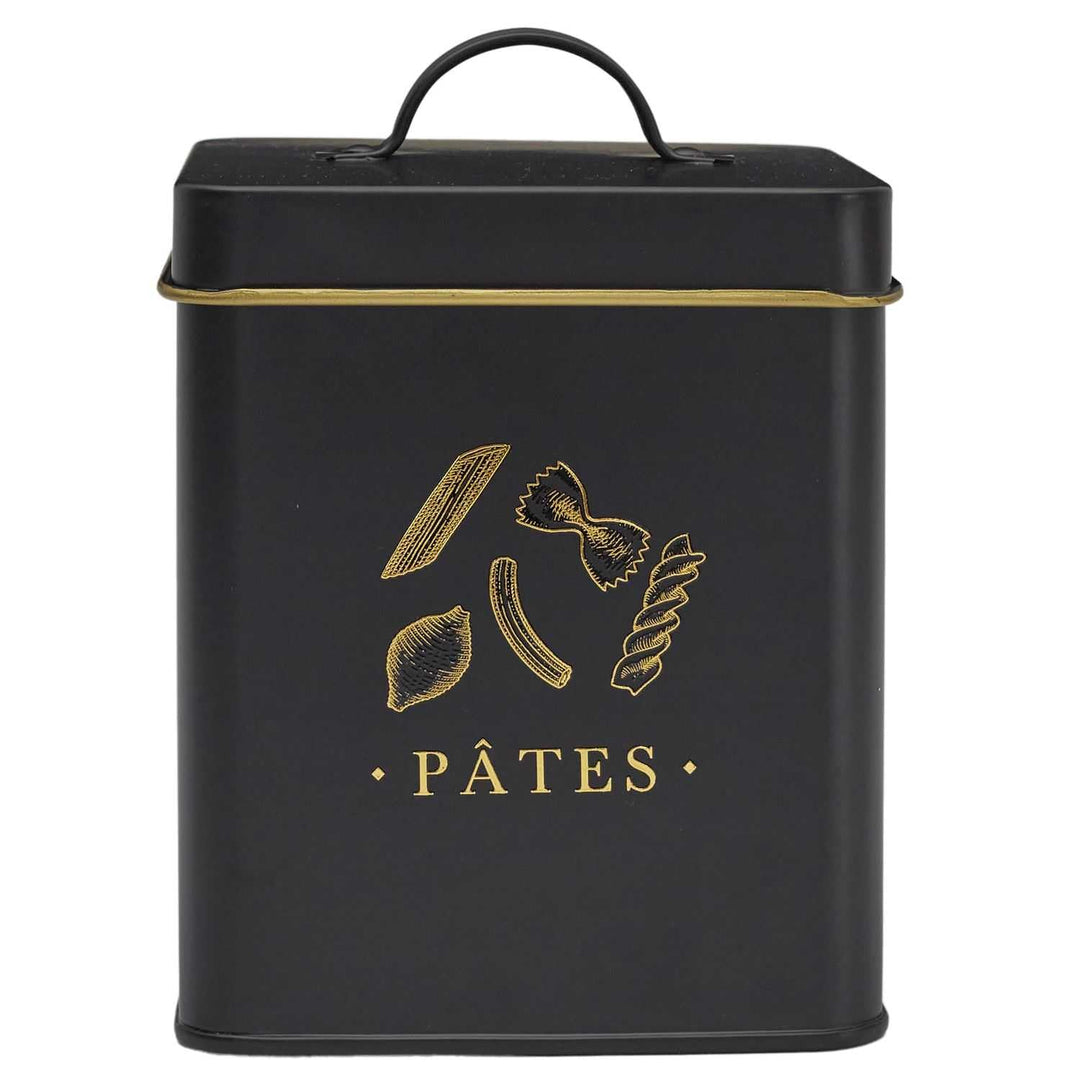 COOK CONCEPT, BT6821, Elegant Metal Box for Pasta, Black and Gold Design, airtight for optimal Prese