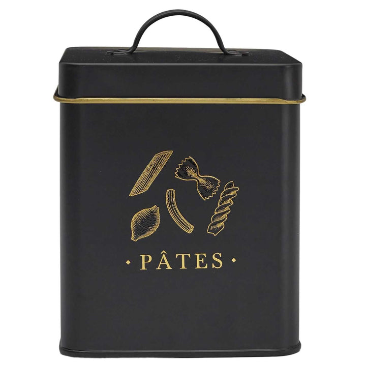 COOK CONCEPT, BT6821, Elegant Metal Box for Pasta, Black and Gold Design, airtight for optimal Prese