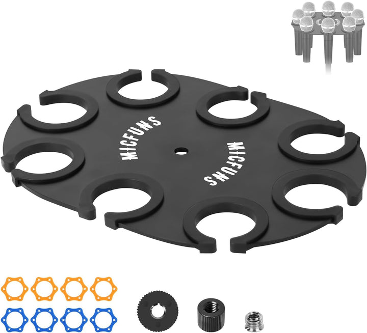 TM100 Multi-Mikrofonhalter für Mikrofonständer – quadratischer Tablett-Aufsatz hält bis zu 8 Mikrofo