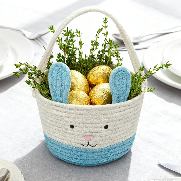 Osterkorb, Osterhasenkorb mit Griff, Osterkörbe für Kinder, Baby-Geschenkkorb, Eiereimer, Geschenke,