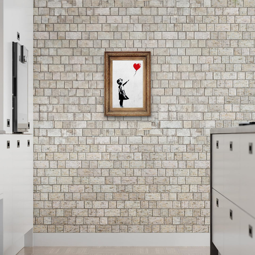 Giallobus - Gemälde - Banksy - - Standardleinwand - 35x50-17 - Baby Mädchen Ballonrahmen - Bereit zu