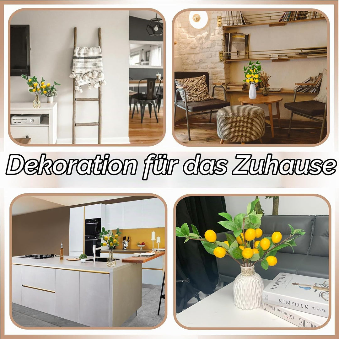 DHER 5pcs Künstlicher Zitronenzweig, Simulation Obst Dekoration, für Haus, Tischdekoration, Hochzeit