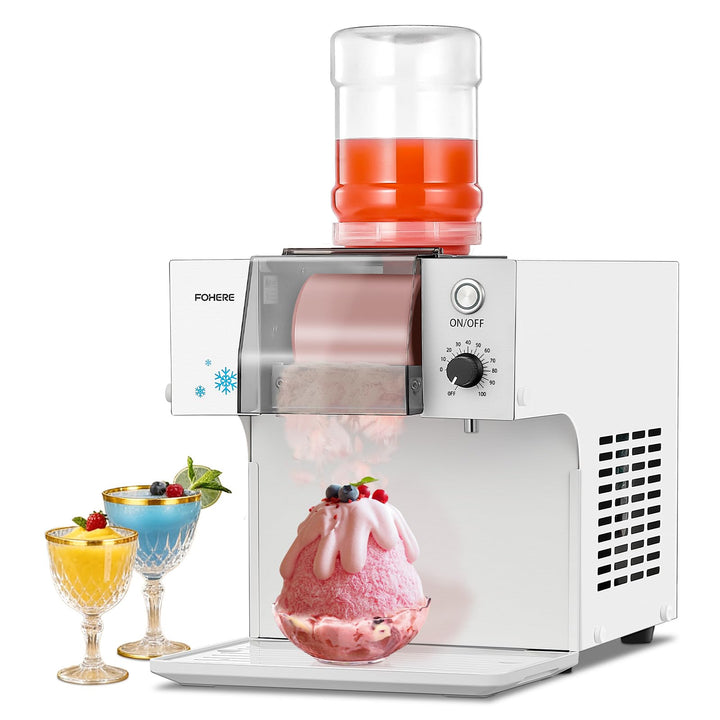 FOHERE Schneeflocken-Eismaschine Schneeeisbereiter, 60kg/24H Schneeflocken-Eismaschine Geschwindigke