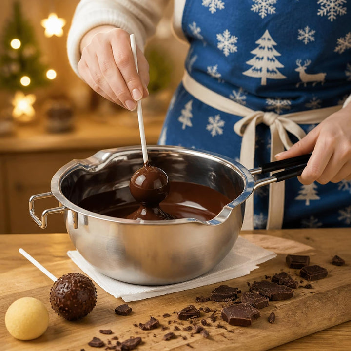 JEMESI Schokobrunnen -1200ml Chokoladen Schmelztiegel Edelstahl 304 - Wasserbad Schmelzschale,für Sc