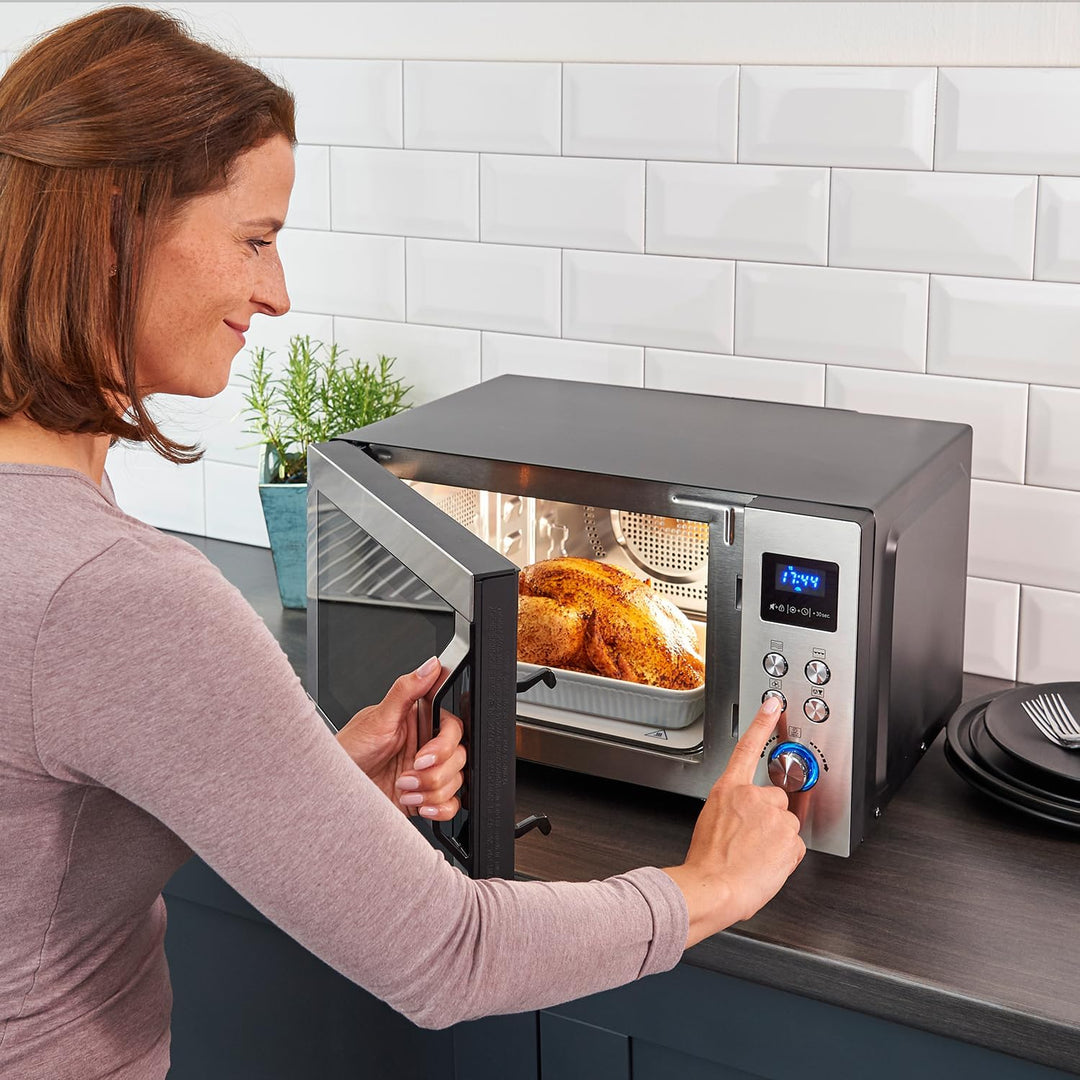 SEVERIN 3-in-1 Mikrowelle mit Glasboden, Grill und Heissluftfunktion, Mikrowellengerät, Mikrowelle m