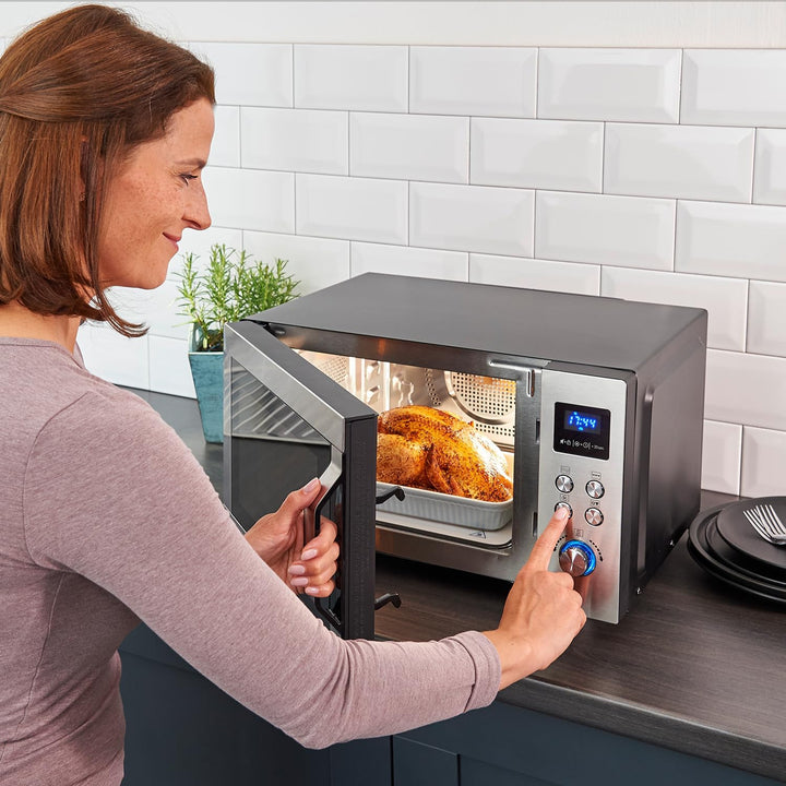 SEVERIN 3-in-1 Mikrowelle mit Glasboden, Grill und Heissluftfunktion, Mikrowellengerät, Mikrowelle m