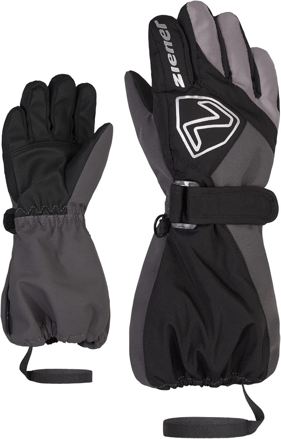 Ziener Unisex Baby Lauro Ski-Handschuhe/Winter | wasserdicht, Lange Stulpe, reflektierend 98cm black