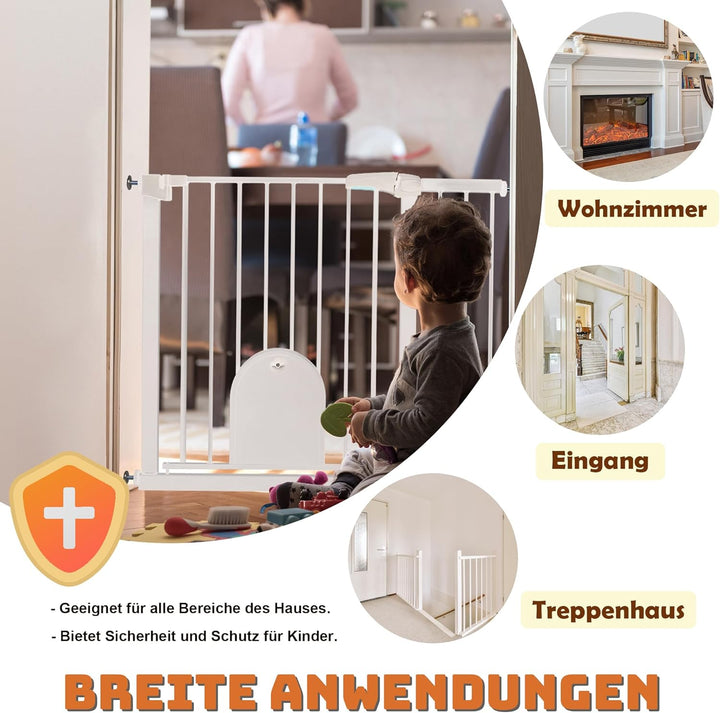 Froadp Türschutzgitter Baby Treppengitter 105-115cm Kindergitter ohne Bohren Türgitter mit Tür für H