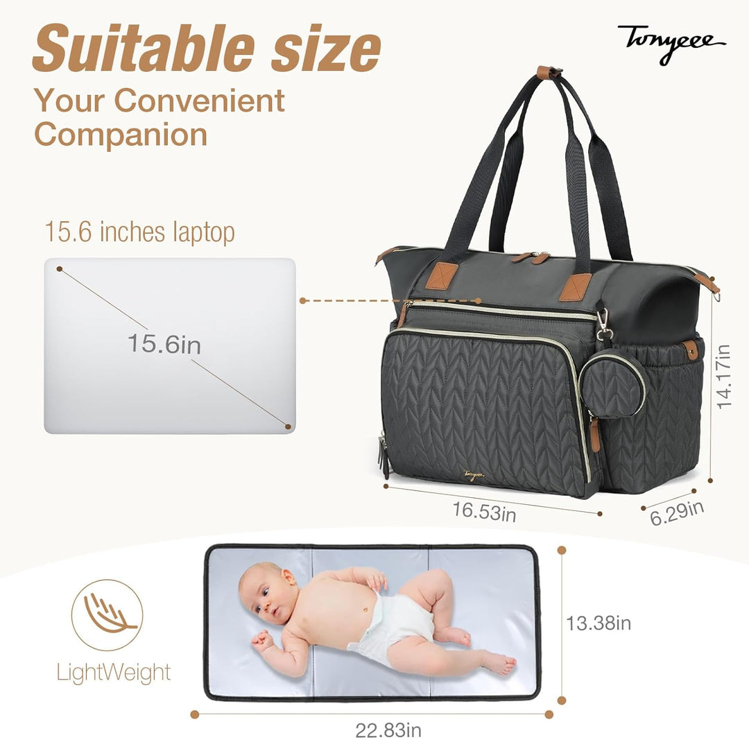 Tonyeee Wickeltasche mit Schnullertasche und Wickelunterlage, Wickelrucksack Multifunktions-Babytasc