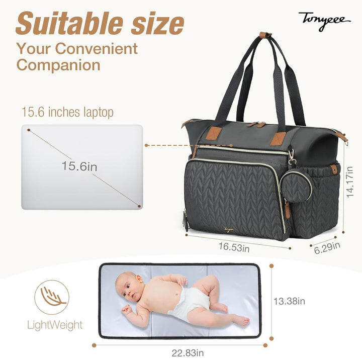 Tonyeee Wickeltasche mit Schnullertasche und Wickelunterlage, Wickelrucksack Multifunktions-Babytasc