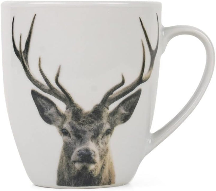 Mars & More Frühstücksset Becher 400ml und Dessertteller Ø19cm Rotwild Frühstücksgeschirr Set