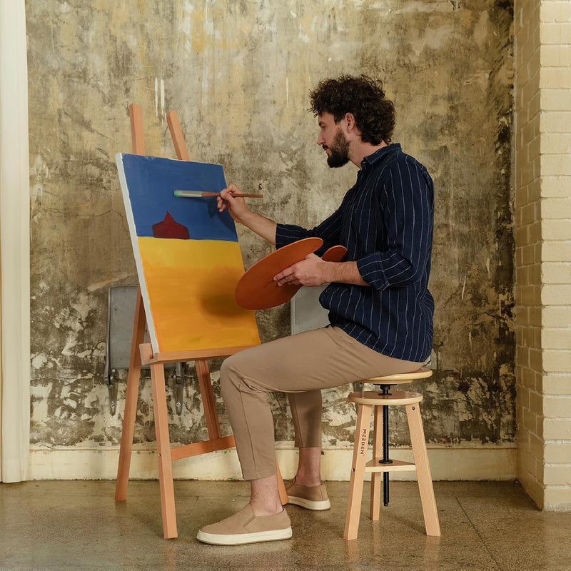 MEEDEN Zeichenhocker mit Verstellbarer Höhe, Arbeitshocker aus Holz,Künstlerhocker,Barhocker aus Hol