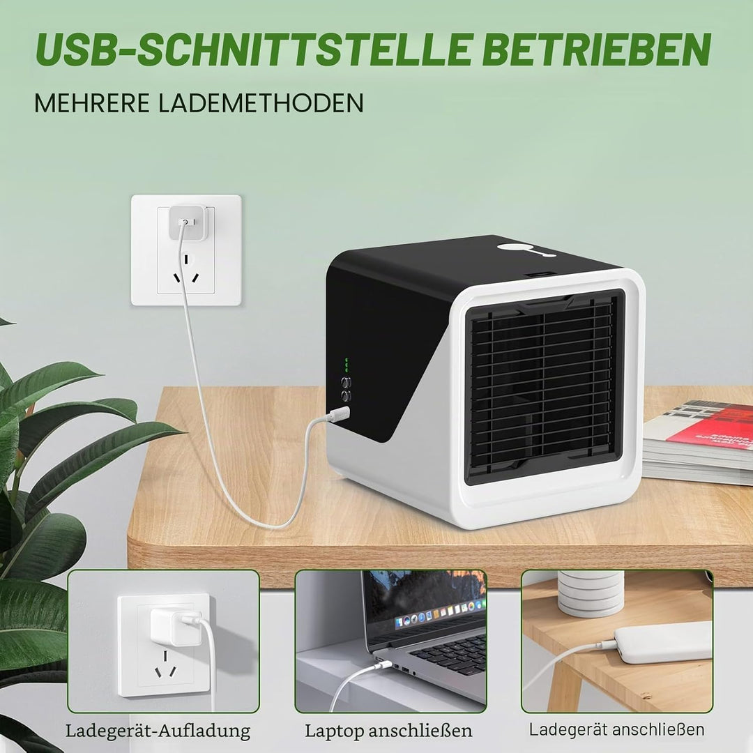 Klimaanlagen-Ventilator mit 3 Geschwindigkeiten, austauschbarer Filter und Luftbefeuchter, leise und