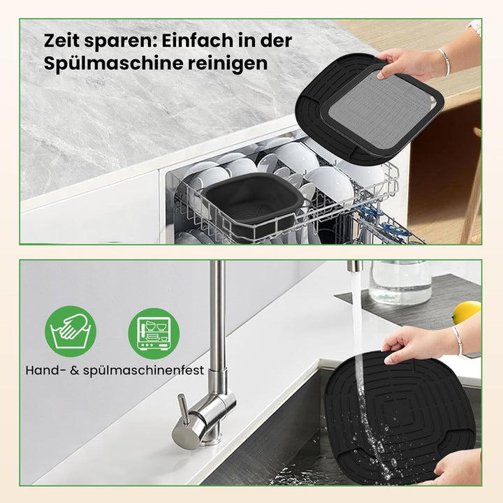 Airfryer Zubehör für Ninja CRISPi FN101EU: Komplett-Set mit 2x Silikonform + 1x Edelstahl Spritzschu