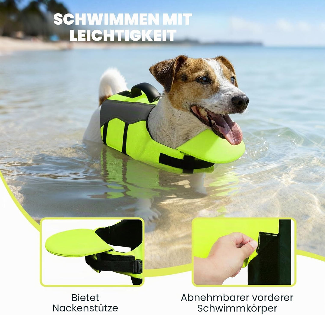 VIVAGLORY Front Float Schwimmweste Hund, Hundeschwimmweste für Bootfahren, Schwimmweste with Kopfstü