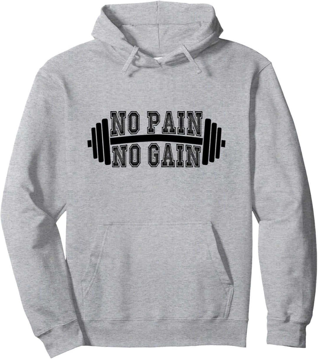 No Pain No Gain Hantel Fitness Workout Training Motivation Pullover Hoodie