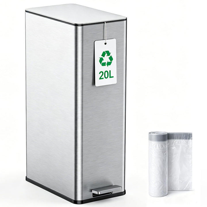 YEAUPE PRO Mülleimer Küche 20L, Abfalleimer Küche mit Pedal, Edelstahl Treteimer mit Soft-Close Deck