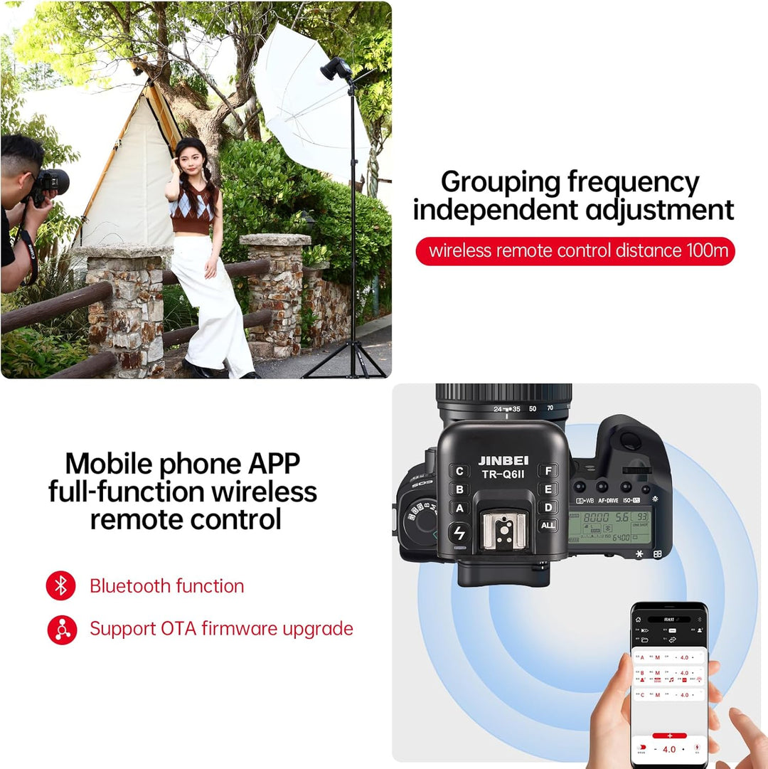 JINBEI TR-Q6II TTL Blitzauslöser, kabellos, universal, kompatibel mit Canon, Nikon, Sony (Auto-Kauf