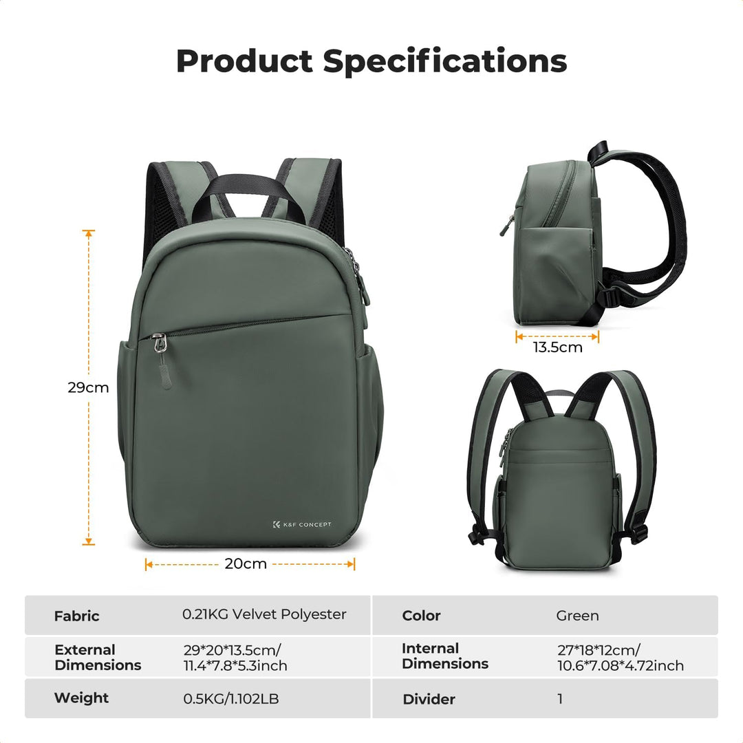 K&F CONCEPT Täglicher Kamerarucksack, Fotorucksack Klein Tragbar mit Verstellbarem Schultergurt für