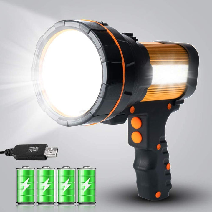 MAYTHANK Professionelle LED-Taschenlampe mit hoher Leistung, wiederaufladbar, USB, leistungsstarke T
