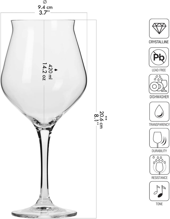 KROSNO Bier-Tulpen Bier-Gläser | Probierglas | Set von 6 | 420 ML | Avant-Garde Kollektion | Perfekt