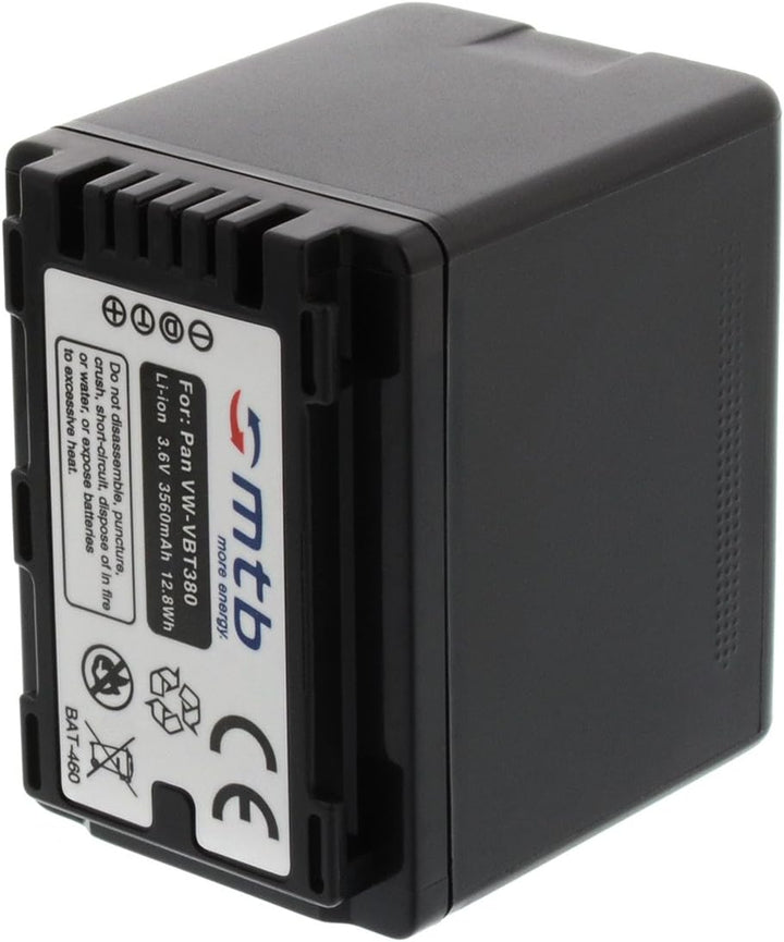 2 Akkus VW-VBT380 kompatibel mit Panasonic HC-V230, V250, V270.. / VFX979 ... s. Liste! [3.6V - 3560