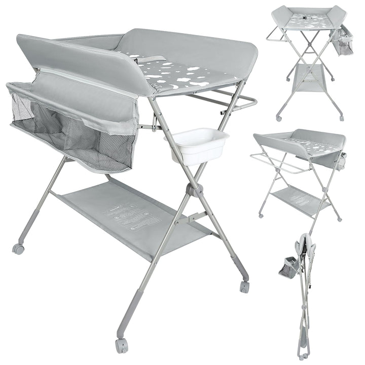 Baby Wickelkommode - Klappbar Wickelkombi - Tragbar Babypflegetisch, Mobiler Wickeltisch mit Sicherh