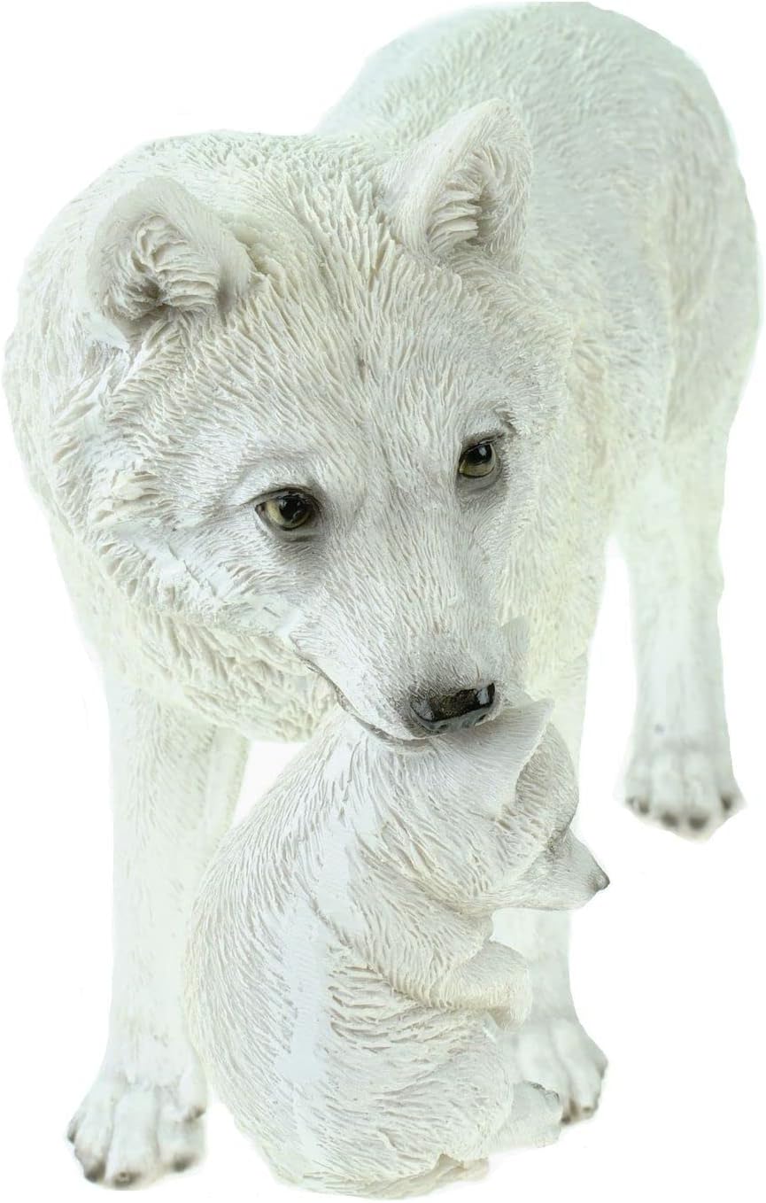 VOGLER Joh. Vogler GmbH Dekofigur Wolf mit Jungem im Maul 30 cm Figur Weiss Tierfigur