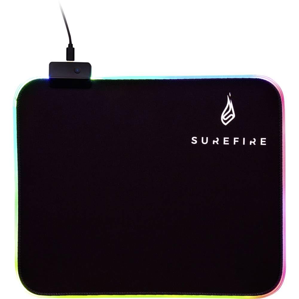 SureFire Silent Flight RGB-320 Gaming Mauspad, 320 mm x 260 mm x 3 mm, RGB Mauspad Gaming, wasserabw