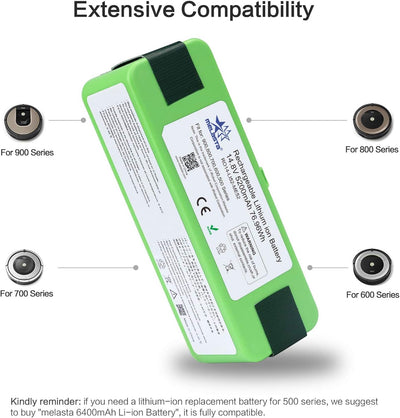 melasta 14,8 V 5200 mAh Lithium-Ionen Akku kompatibel mit iRobot Roomba 900 800 700 600 Serie 980 96