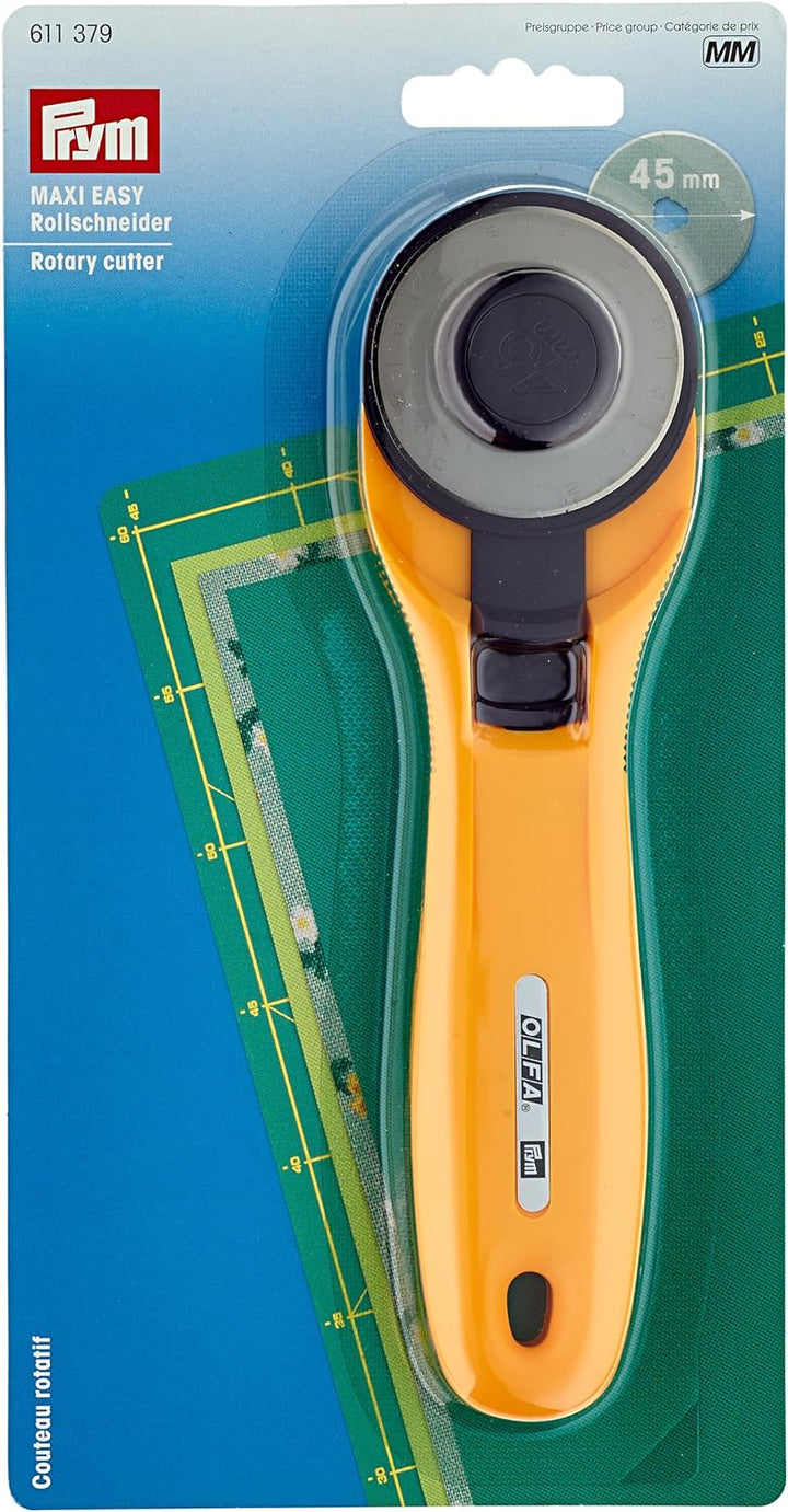 Prym 611382 Schneideunterlage cm/inch-Einteilung, 90x60cm & 611393 Rollschneider/Stoffschneider Comf