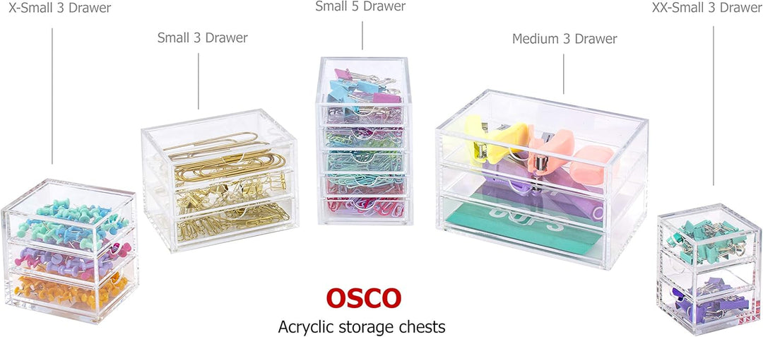 Osco A3276 Magazin mit 3 Schubladen aus klarem Acryl, Transparent Medium (3 Drawer), Medium (3 Drawe