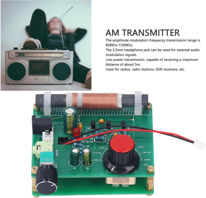 AM600 Mittelwellen Sender Platine Frequenzbereich 600 bis 1500 kHz 3.5mm Audio Buchse 5 bis 12 Volt