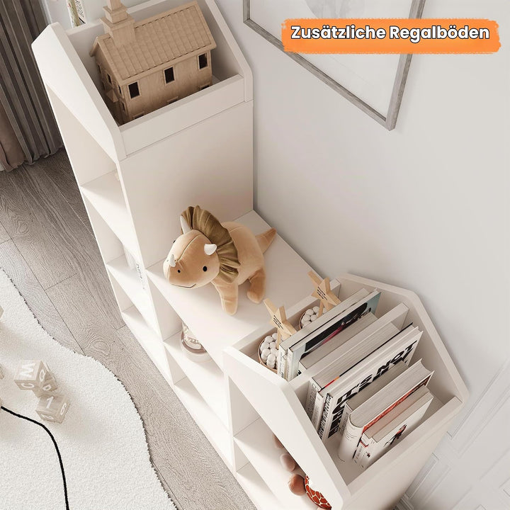 Litake Spielzeugregal Kinderregal mit 9 Fächern, Bücherregal Kinder und Spielzeugregal 2-in-1 Spielh