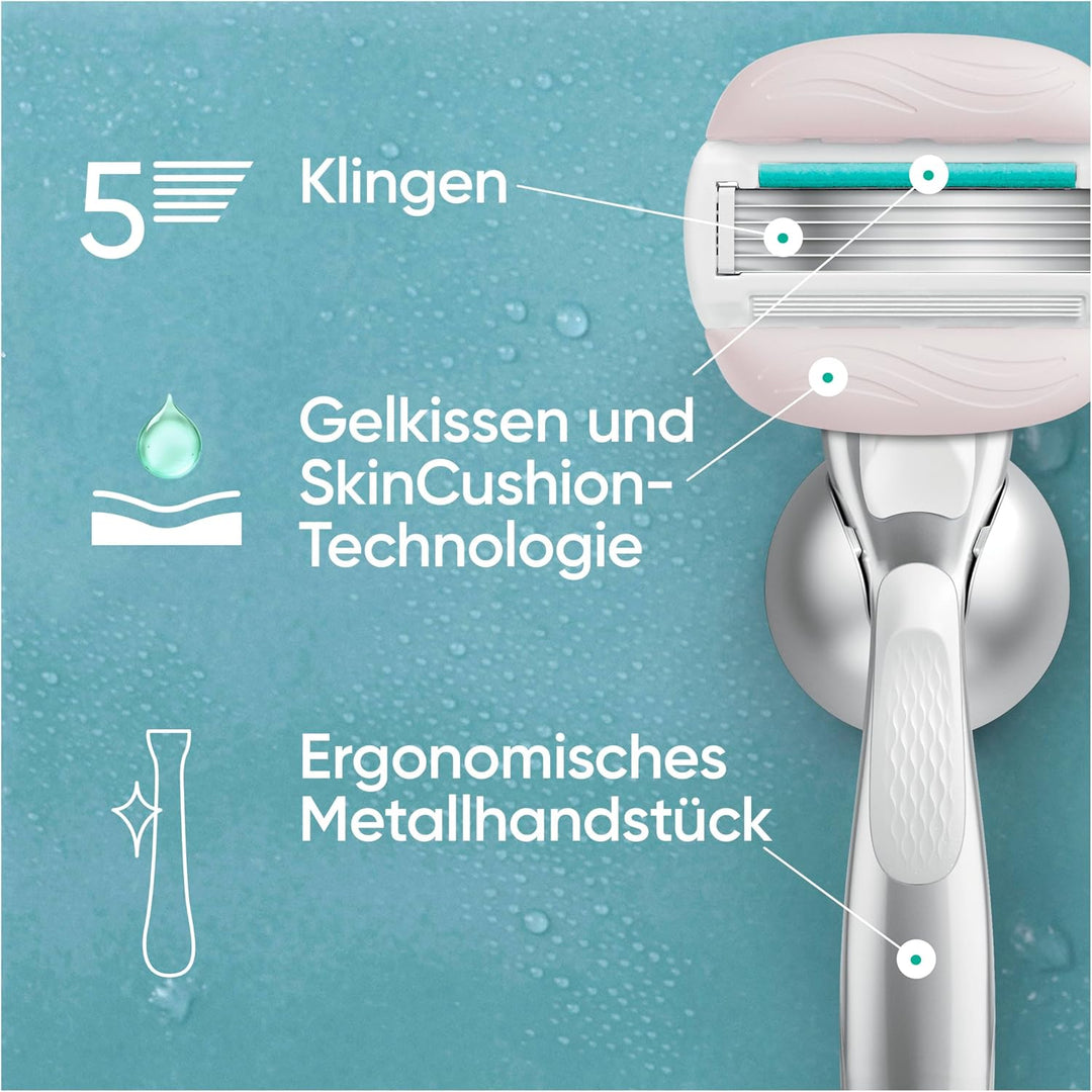 Gillette Venus ComfortGlide 5 Sensitive, Rasierer Damen, 6 Ersatzklingen Rasierer + 6 Klingen + Dusc
