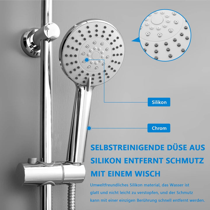 KOMIRO Duschsystem ohne Armatur, Regendusche ohne armatur Duschstangeset Duschsäule Set Duschset mit
