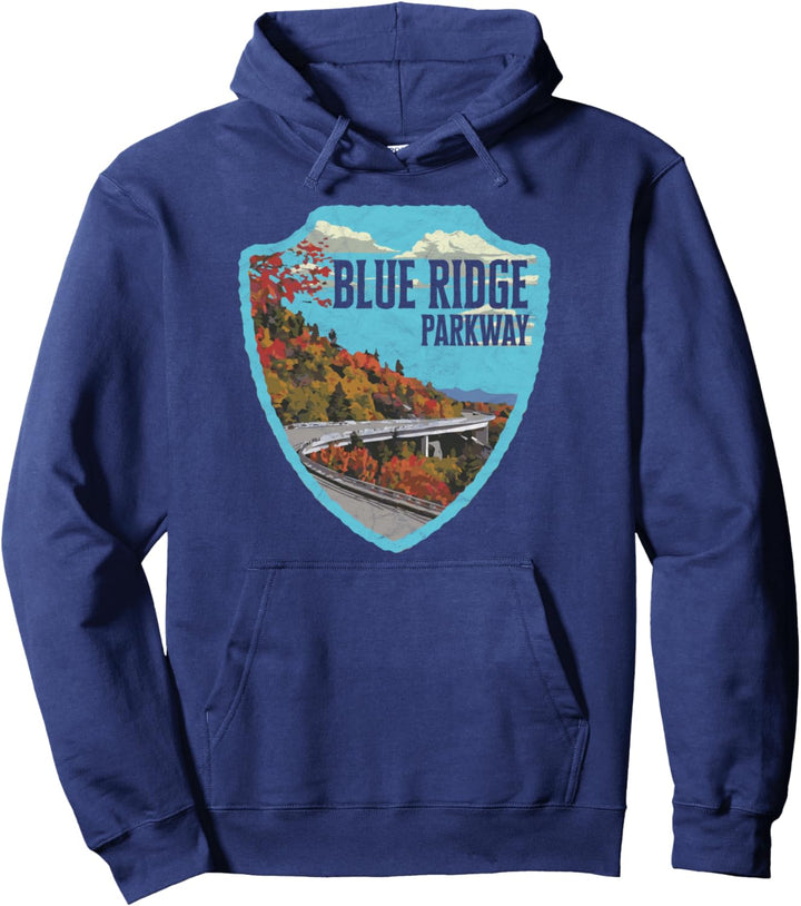 Blue Ridge Parkway Distressed Vintage Retro Badge Pullover Hoodie